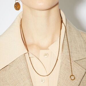 Acne Studios Long Adjustable Lariat Necklace Gold Brass
